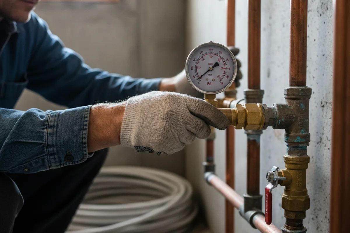 Pressure testing a repaired line during Water Line Repair in Crescent City